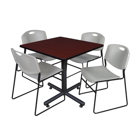 Kobe Kobe Square Table & Chair Set, Wood, Metal, Polypropylene Top TKB4242MH44GY